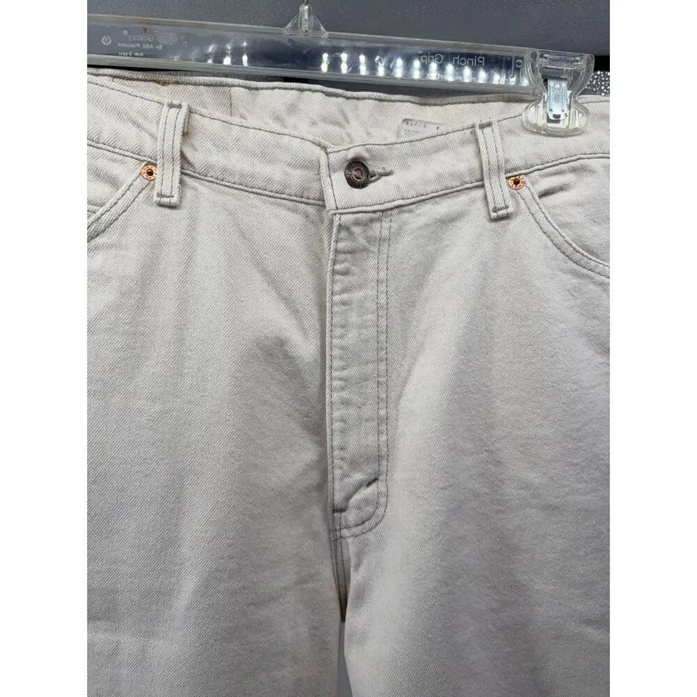 Vintage Levis Orange Tab 550 Ivory Denim Shorts Jorts Relaxed Fit Dadcore W38